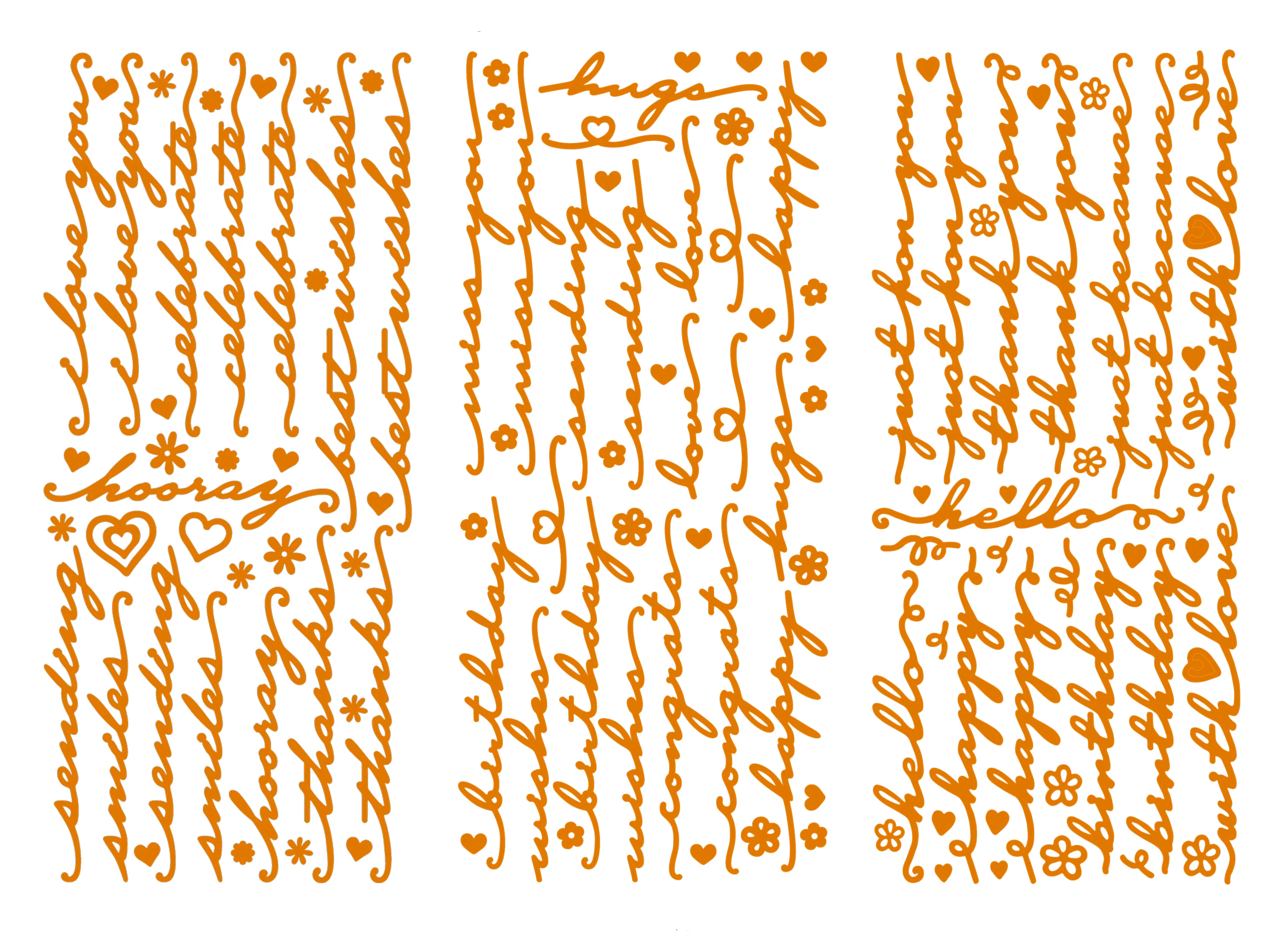 Script Greetings Orange Dazzlesâ¢ Stickers, 3 sheets